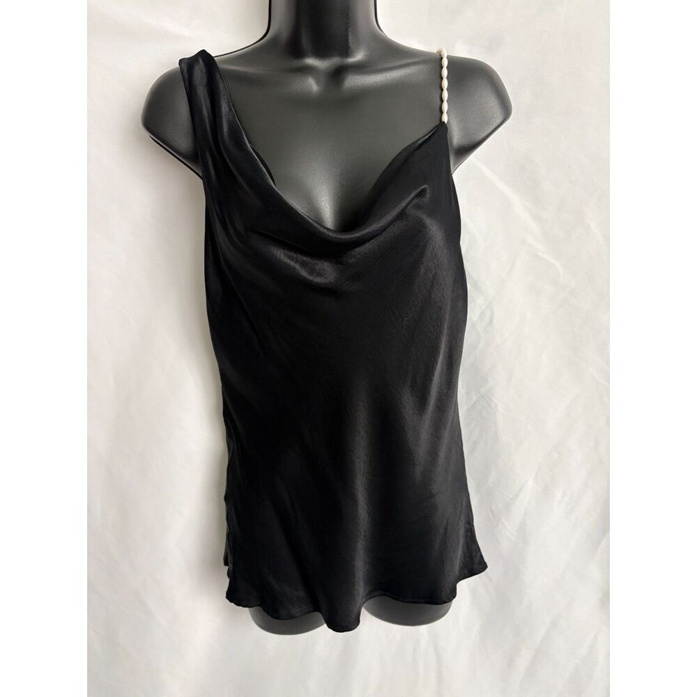 Zara Satin Cowl Neck Camisole Top Blouse Pearl Strap Size S Classy Formal Date